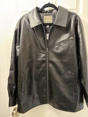Maurices Black Faux Leather Bomber Jacket